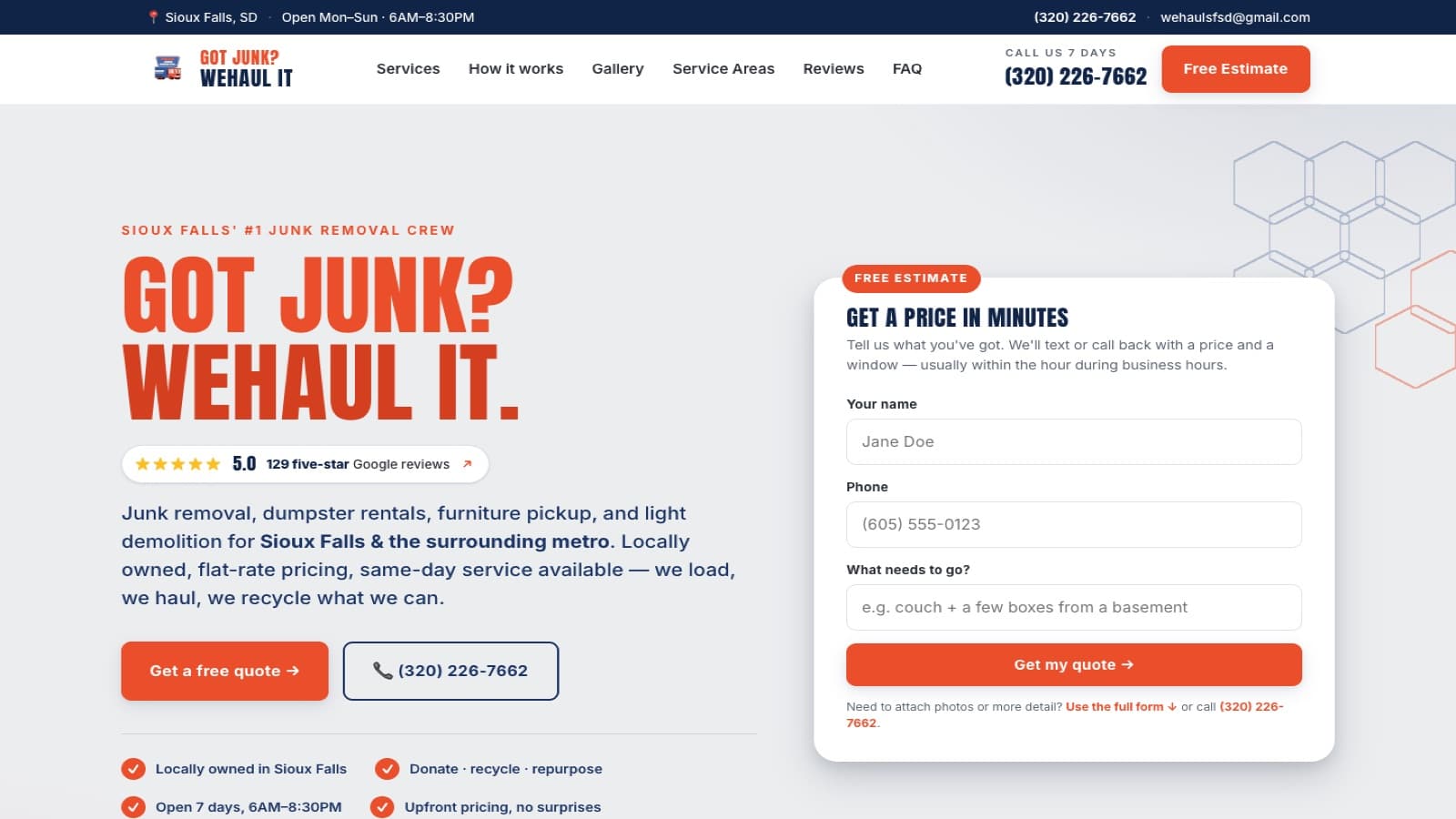 WeHaul Hauling & Junk Removal — Burnswright rebuild